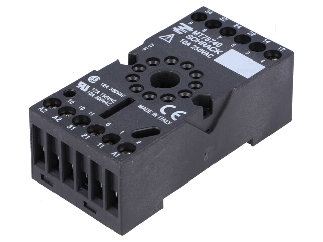 Socket; PIN: 11; 10A; 250VAC; op DIN-rail; schroeven; Serie: MT Socket; PIN: 11; 10A; 250VAC; op DIN-rail; schroeven; Serie: MT